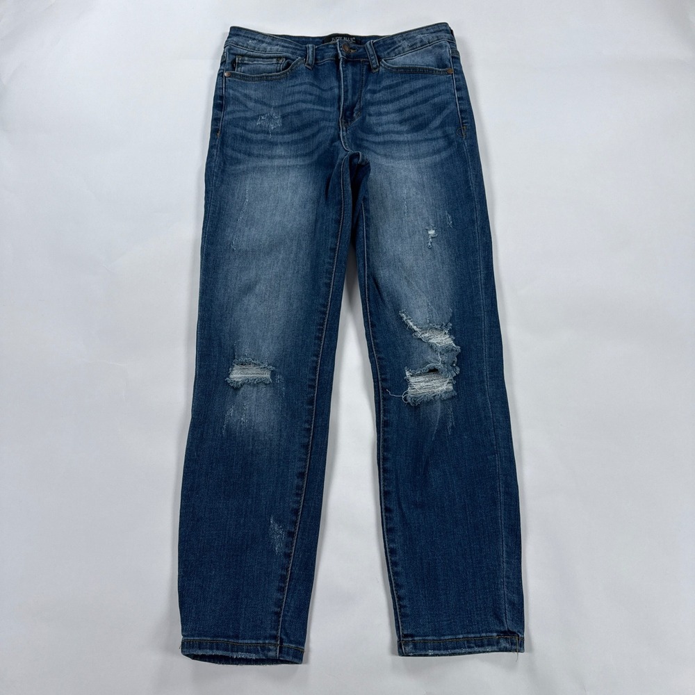 Judy Blue Womens Jeans 29 Blue JB8271 DK Relaxed Fit Distressed Casual Denim